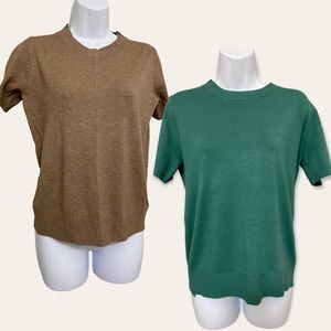 LAVIDENCE 2pc Short-Sleeve Sweaters Size L